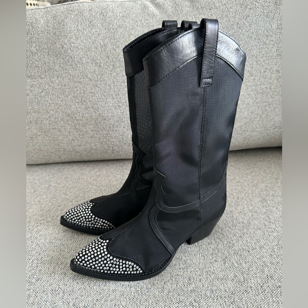 Karl Lagerfeld mesh cowboy boots